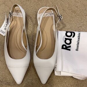 New Rag & Co White Leather Slingback Women Shoes. Size 8.